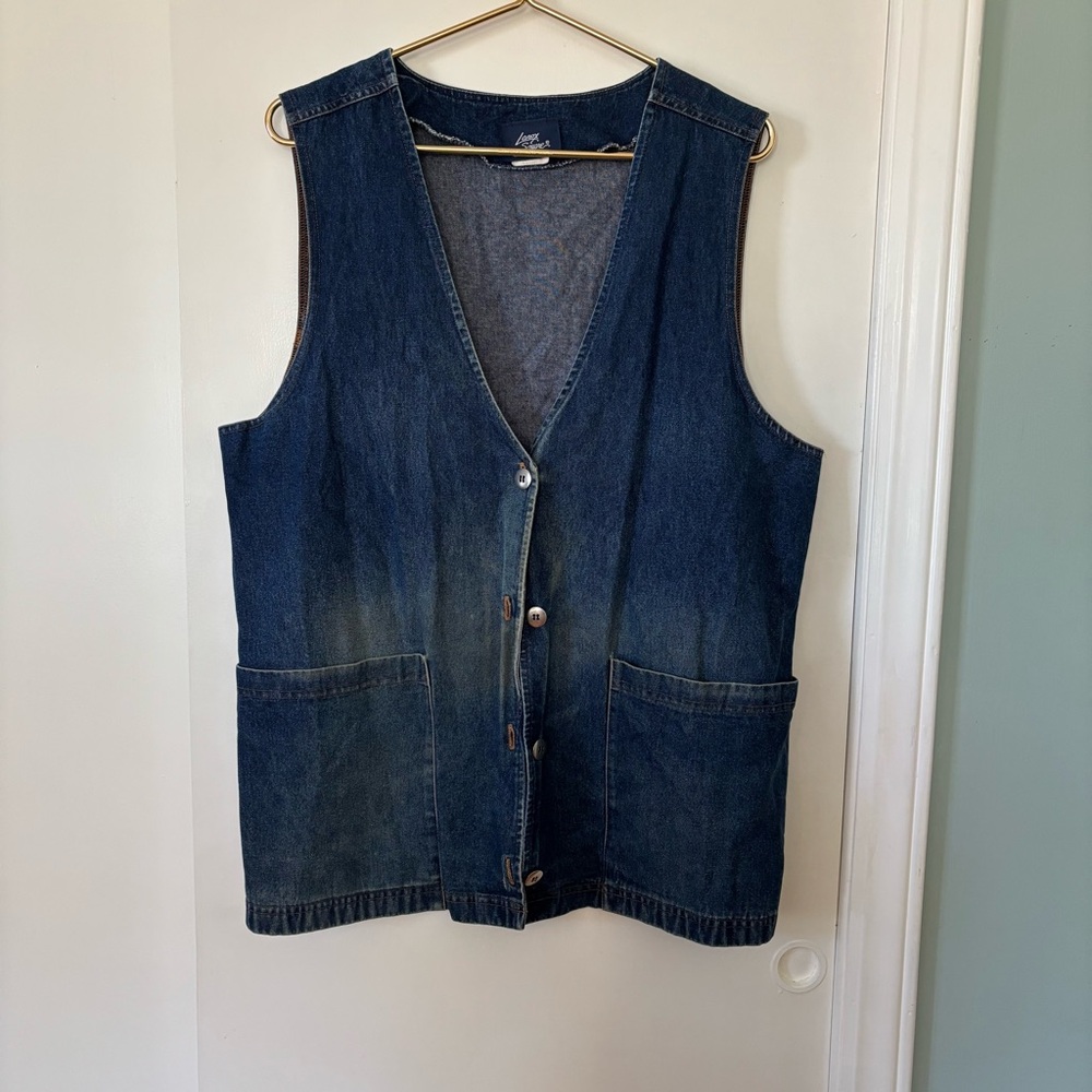 Vintage Lenox Blue Denim Vest with pockets Medium